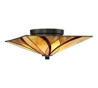 Asheville 2 Light Ceiling Flush Lamp Bronze Tiffany Glass E27 Netlighting Bronze One Size