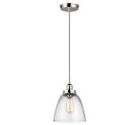 Elstead Baskin 1 Light Dome Ceiling Pendant Polished Nickel, E27