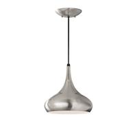 Beso 1 Light Dome Ceiling Pendant Brushed Steel, E27 - Brushed Steel / 25.4cm