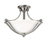 Elstead Bolla 2 Light Semi Flush Ceiling Light Brushed Nickel, E27