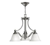 Bolla Multi Arm Chandelier 3 Light Brushed Nickel Finish E27 Netlighting Grey One Size