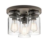 Elstead Brinley - 3 Light Flush Mount Ceiling Light Brushed Nickel, E27