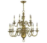 Elstead Cambridge 15 Light Candle Chandelier, Burnished Brass