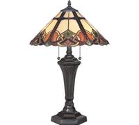 Elstead Cambridge 2 Light Table Lamp Vintage Bronze, Tiffany Glass, E27