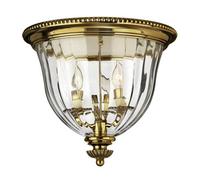 Elstead Cambridge 3 Light Flush Mount Ceiling Light Burnished Brass, E14