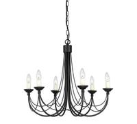 Luminosa Lighting Elstead Carisbrooke 6 Light Multi Arm Chandelier Black Finish - Glass Shades Not Included, E14