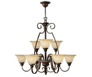 Elstead Cello 9 Light Multi Arm Chandelier Antique Bronze Finish, E27