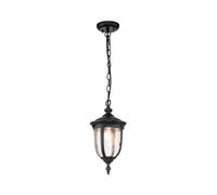 Elstead Cleveland Small Pendant Porch Lantern - Black with Clear Seeded Glass