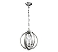 Corinne 3 Light Small Spherical Ceiling Pendant Polished Nickel E14 Netlighting Grey One Size