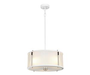 Elstead Corona Cylindrical 3 Light Pendant, White Polished Nickel
