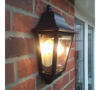Elstead Deco Lane outdoor wall lamp, black, lantern, aluminium, IP44