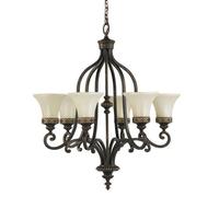 Elstead Drawing Room 6 Light Multi Arm Chandelier Walnut Finish, E27