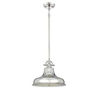Luminosa Lighting Elstead Emery 1 Light Dome Ceiling Pendant Silver, E27