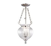 Finsbury Park 3 Light Small Ceiling Lantern Pendant Polished Nickel E14 Netlighting Grey One Size