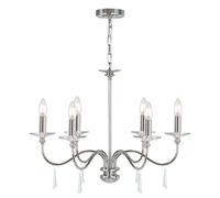 Elstead Finsbury Park 6 Light Multi Arm Chandelier Polished Nickel Finish - Shades Not Included, E14