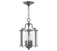 Gentry 3 Light Small Ceiling Lantern Pendant Pewter E14 Netlighting Grey One Size