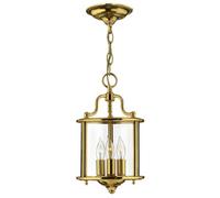 Elstead Gentry 3 Light Small Ceiling Lantern Pendant Polished Brass, E14