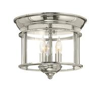 Elstead Lighting Elstead Hinkley Gentry 3 Light Flush Ceiling Fitting In Polished Nickel Finish