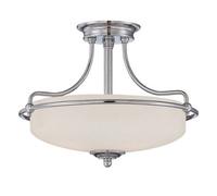 Griffin 3 Light Semi Flush Ceiling Light Polished Chrome E27 Netlighting Grey One Size