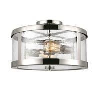 Elstead Harrow Cylindrical 2 Light Semi Flush Lamp, Polished Nickel