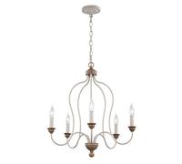Hartsville 5 Light Chandelier Beachwood Finish, E14 - Chalk Washed