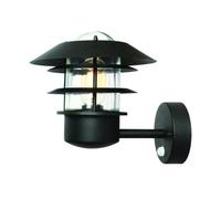 Helsingor 1 Light Outdoor Coastal Wall Lantern Light Black with PIR Motion Sensor IP44 E27 Netlighting Black One Size