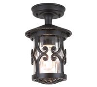 Elstead Hereford ceiling light, black/clear, IP23, glass/metal
