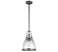 Hobson 1 Light Medium Dome Ceiling Pendant Satin Nickel, E27 - Satin Nickel