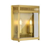 Elstead Lighting Elstead Holborn 2 Light Medium Half Outdoor Wall Lantern in Brushed Brass Finish with Clear Glass