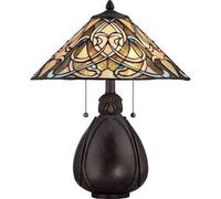 Luminosa Lighting Elstead India 2 Light Table Lamp Imperial Bronze, Tiffany Glass, E27