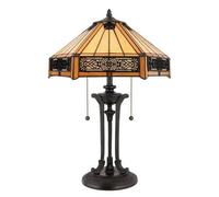 Elstead Indus 2 Light Tiffany Table Lamp Vintage Bronze, E27