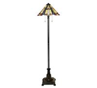 Elstead Inglenook 2 Light Floor Lamp Bronze, Tiffany Glass, E27