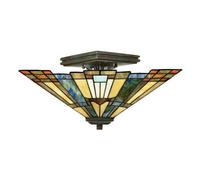 Elstead Inglenook 2 Light Tiffany Semi Flush Ceiling Light Bronze, E27