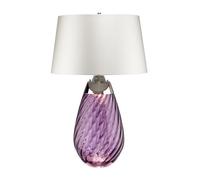 Elstead Lena 2 Light Large Plum Table Lamp With Off-White Shade, Plum-Tinted Glass , Off-White Shade, E27
