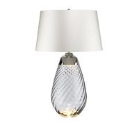 Elstead Lena 2 Light Large Smoke Table Lamp With Off-White Shade, Smoke-Tinted Glass , Off-White Shade, E27