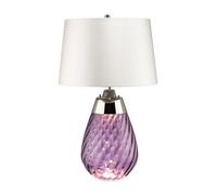 Elstead Lena 2 Light Small Plum Table Lamp With Off-White Shade, Plum-Tinted Glass , Off-White Shade, E27
