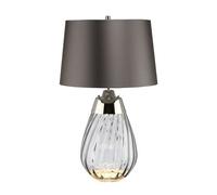 Elstead Lena 2 Light Small Smoke Table Lamp, Smoke-Tinted Glass , Slate Shade, E27