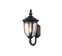 Elstead Lighting Elstead Cleveland Single Light Medium Outdoor Up Wall Lantern in Weathered Bronze with Clear Seeded Glass