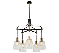 Elstead Lighting Elstead Douille 5 Light Ceiling Chandelier in Black and Polished Brass Finish