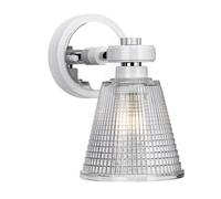 Luminosa Lighting Elstead Gunnislake 1 Light Wall Light Polished Chrome Glass Shade Ip44, G9