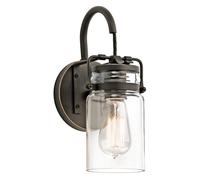Elstead Lighting Kichler Brinley Single Light Wall Fitting In Olde Bronze Finish With Clear Glass Shade