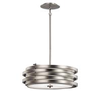 Elstead Roswell - 3 Light Ceiling Round Pendant Brushed Nickel, E27