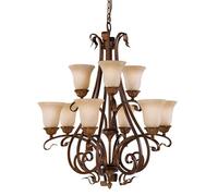 Luminosa Lighting Luminosa Sonoma Valley 9 Light Multi Arm Chandelier Aged Tortoise Shell Finish, E27