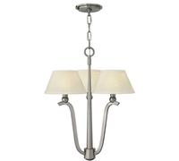Luminosa Lighting Elstead Hinkley Whitney 3 Arm Pendant Light With Shade 3X E14 Brushed Nickel