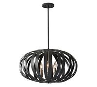 Luminosa Lighting Luminosa Woodstock 6 Light Large Spherical Cage Ceiling Chandelier Pendant Light Black, E14