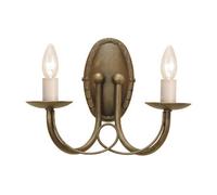 Luminosa Lighting Elstead Minster 2 Light Indoor Candle Wall Light Black, Gold, E14
