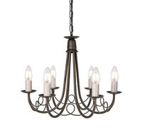 Elstead Minster 6 Light Chandelier Black, Gold Finish, E14