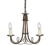 Elstead Minster Multi Arm Chandelier 3 Light Black, Gold Finish, E14