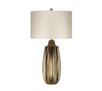 Elstead Newham 1 Light Large Table Lamp, Bronze Ceramic , Pearl Shade, E27