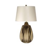 Elstead Newham 1 Light Small Table Lamp, Bronze Ceramic , Pearl Shade, E27
